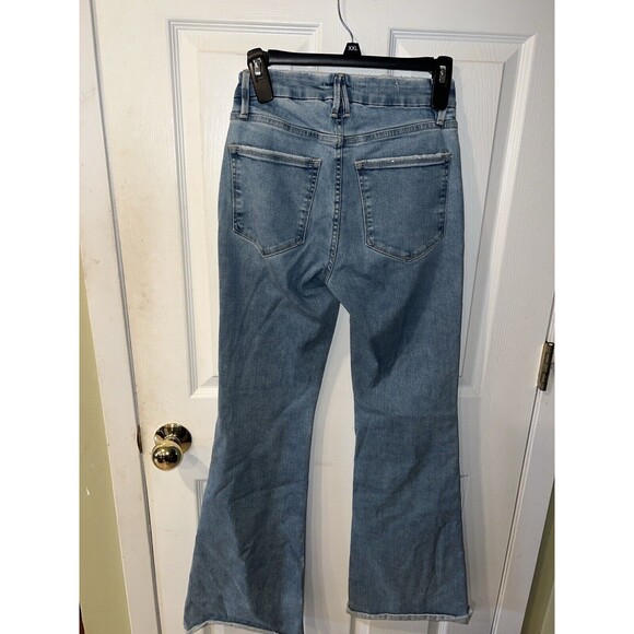 Good American GOOD FLARE Jeans Womens Sz 0/25 Raw Exposed Button Front Lightwash - Picture 8 of 9